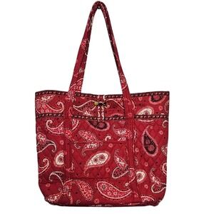 Vera Bradley Quilted Paisley Mesa Red Large Tote Retired In Like New Condition